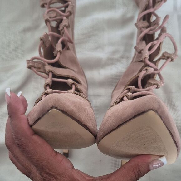 Fashion Nova Tan Over the Knee Lace-Up Boots - Picture 11 of 16